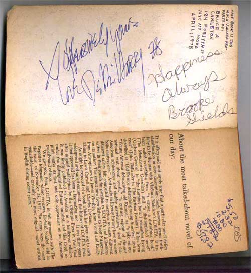 Lolita with autographs of Brook Sheilds & Debbie Harry
