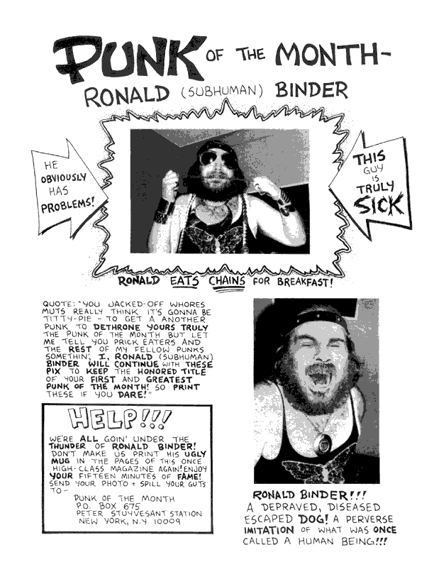 Ronald Binder - Punk of the Month